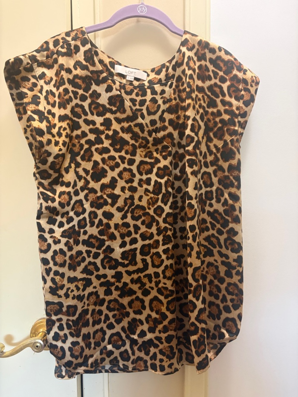 LOFT Leopard Print Cap Sleeve Blouse in Brown and Black